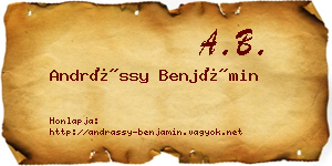 Andrássy Benjámin névjegykártya